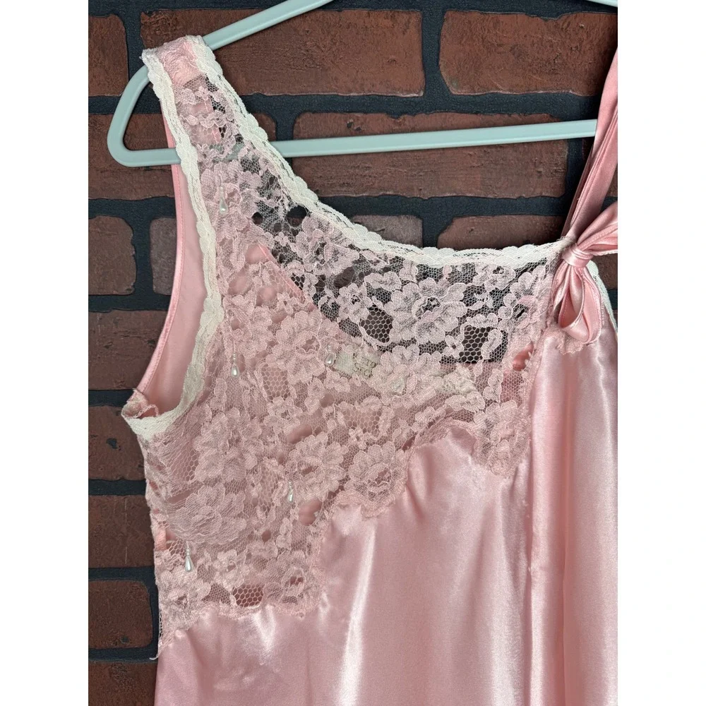 Victoria's Secret Gold Label Pink Lace Tear Drop Nightgown Vintage 90's Wmns‎ Lg